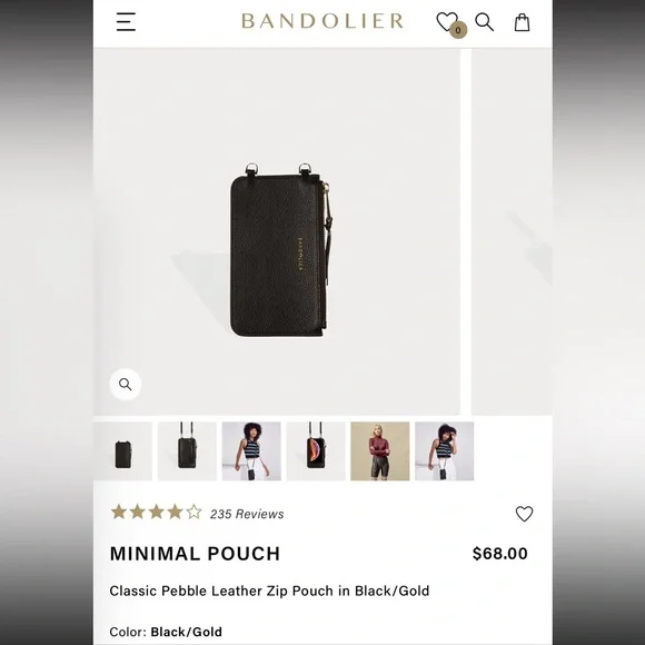 Bandolier Emma Crossbody iPhone 13 Pro Max + Minimal Pouch. Black/Gold. - Picture 11 of 11
